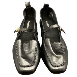 Kelsi Dagger Brooklyn‎ Black Leather Mary Jane Square Toe Loafer Flats Size 9.5